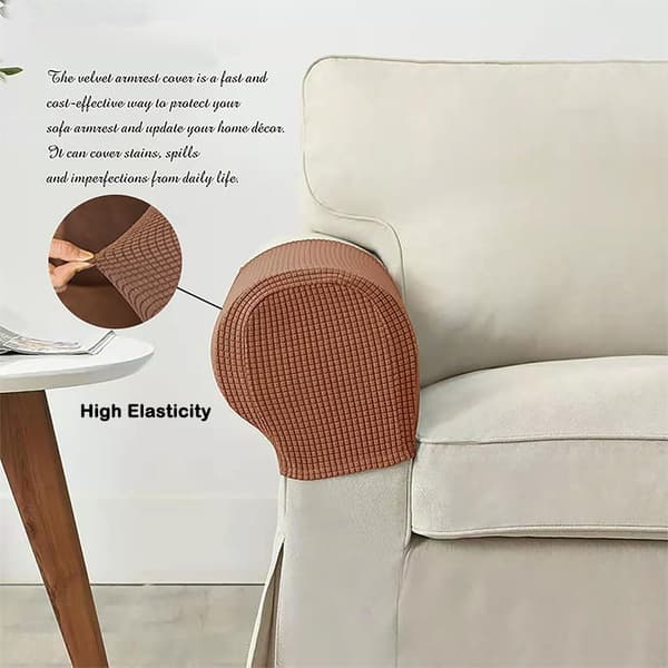Set med 2 soffarmstödsskydd, elastiska armstödsskydd för stolar, töjbara och halkfria soffarmstödsskydd (Regular, Orange)