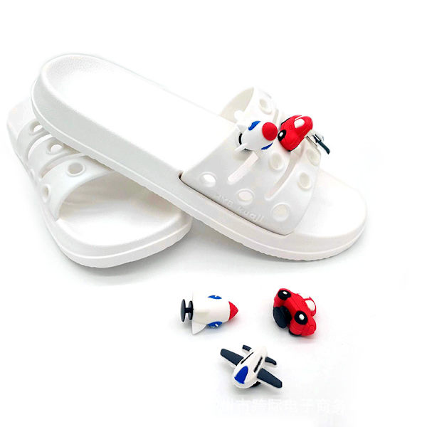 6 stycken vagn 3D clog sandaler prydnader, skocharm, söta skor