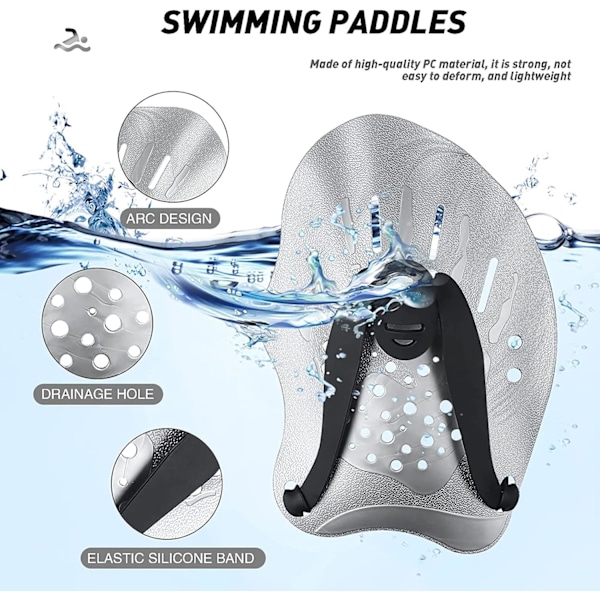 Svømmepaddler, Svømmetræningspaddle, Justerbar svømmepaddle, til styrketræning og pool, tilbehør til voksne og børn, unisex