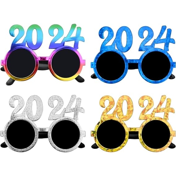 2024 Gott Nytt Årsglasögon, 4st Nyårsfestglasögon