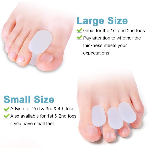 10 Pakke Tåspredere Separatorer, Hallux Valgus Korrigerende Gel Ortopediske Innlegg (1/2'' Tykk) for Hallux Valgus, Overlappende Tær - L Størrelse
