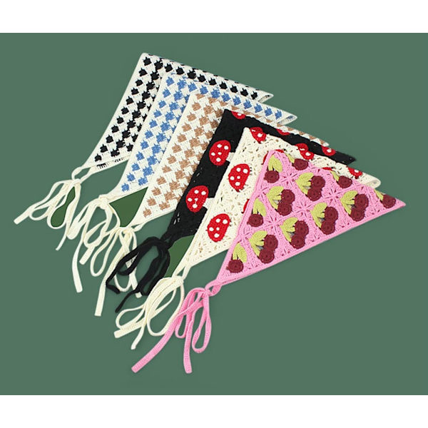 Kvinnors virkade huvudduk stickad hårscarf huvudband för kvinnor flickor blommor frukter pannband