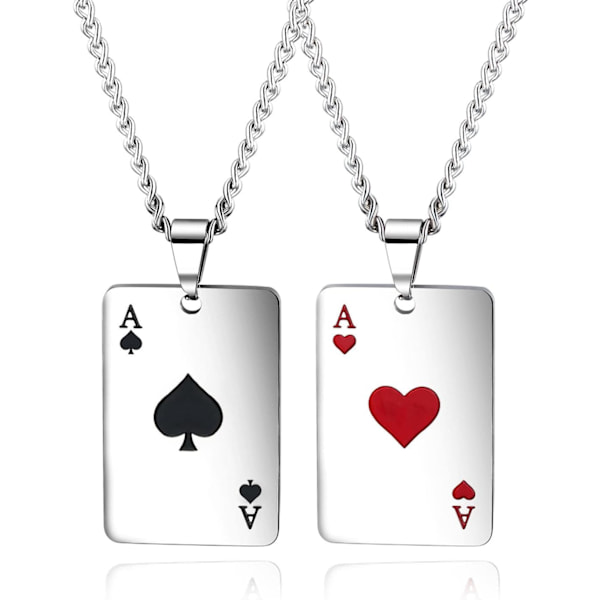 2 kpl Punk-tyyliset paksuketjuiset helmikoristeiset korttipelin pokerimerkki riipuskaulakorusetit naisille miehille pariskunnille Onnen Roc