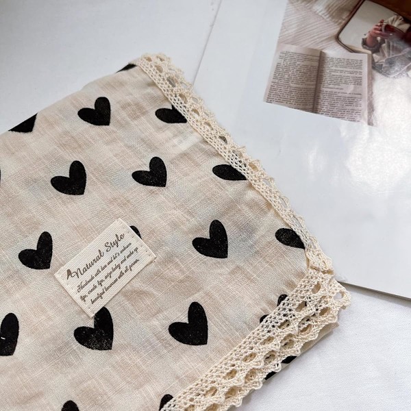Mjuk bomullsliknande spetsbandana, hårband, huvudbonad, skyddande täckning, halsduk för kvinnor 60 x 60 cm
