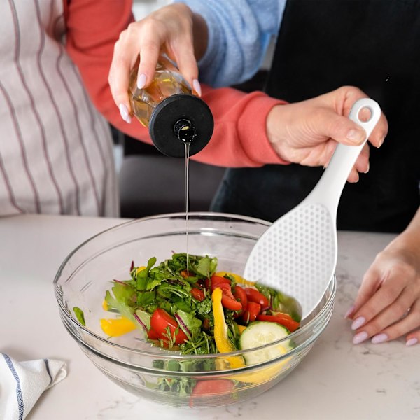 6 stk. Hvide Plastik Ris Paddle Non Stick Stående Ris Ske Varmebestandig Ris Koger Ske Stor Plastik Ris Spatel 19 cm