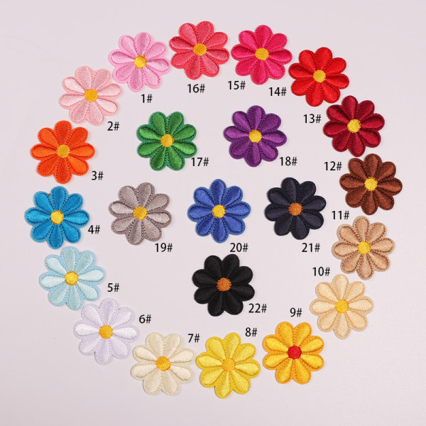 22stk Iron-On Patches Mini Brodery Patches Floral Iron-On Patc