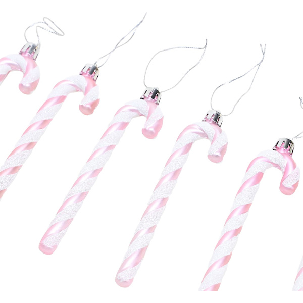 6 kpl Joulukonseptit Paketti 6-13cm (Vaaleanpunainen) Glitter Candy