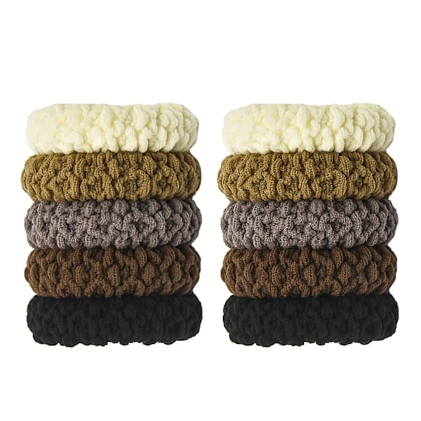 (10pcs)Cotton Seamless Hair Ties Bands，Headrope，Ponytail Holders ， Thick Hair Elastics for Thick Heavy and Curly Hair