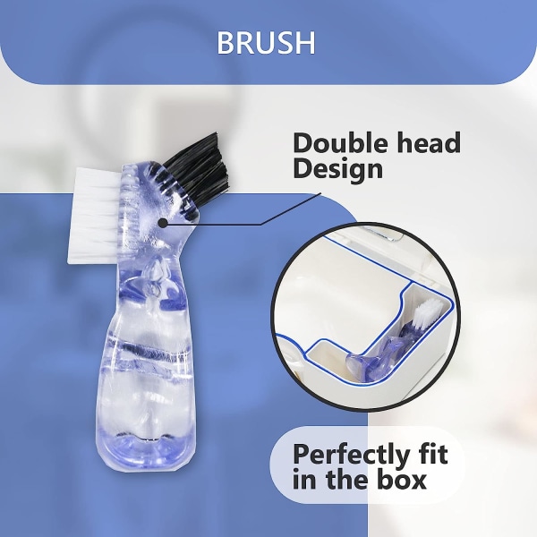 Tandprotes Bath Case Cup Box med spegel och ren borste, Portable Den