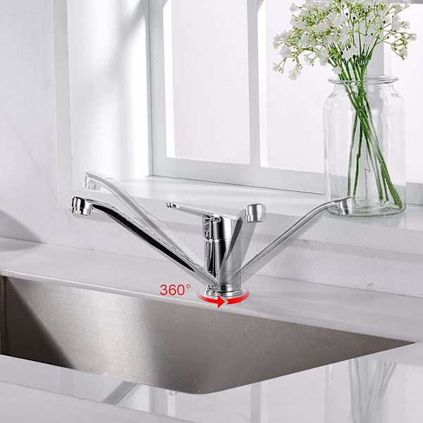 Köksblandare, Silver, Enhandsgrepp, Krom