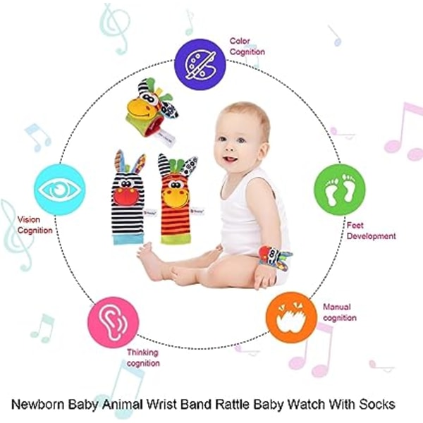 Handledsstrumpa med Montessori Education Plysch Baby Rattle Sensory To