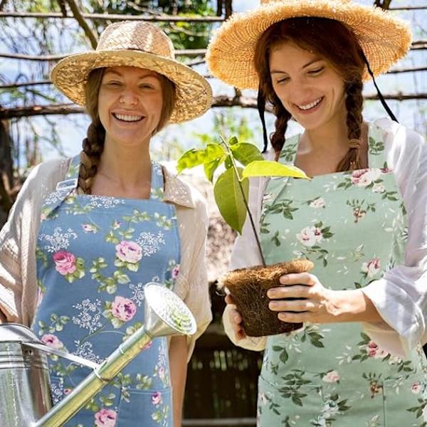 2 stk Kjøkkenforklær for Kvinner, Blomsterforklær for Matlaging, Baking