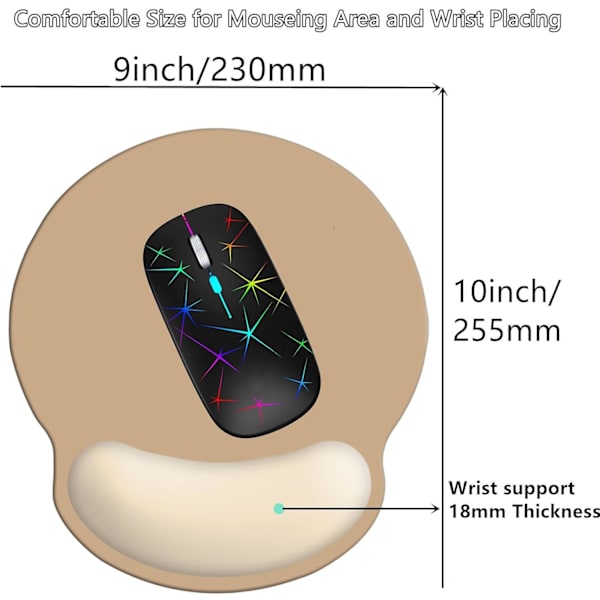 (Beige Skum)Handledsstöd Musmatta, Ergonomisk Minnesskum Musmatta 9x10in Halkskyddad Gummibas Smärtlindring Musmatta