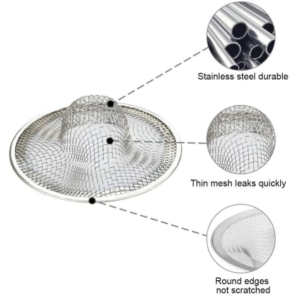 6 stk. Håndvaskfilter Φ7cm Rustfrit Stål Aftapningsfilter Filter til