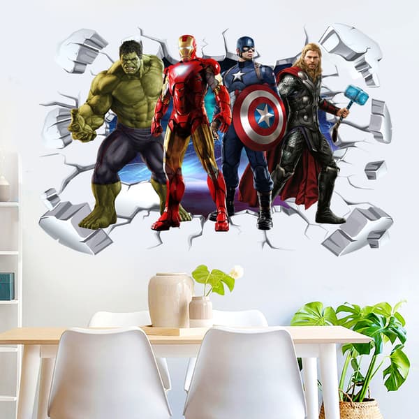 3D Avengers Väggdekal Marvel Superhjälte Tapet för rum