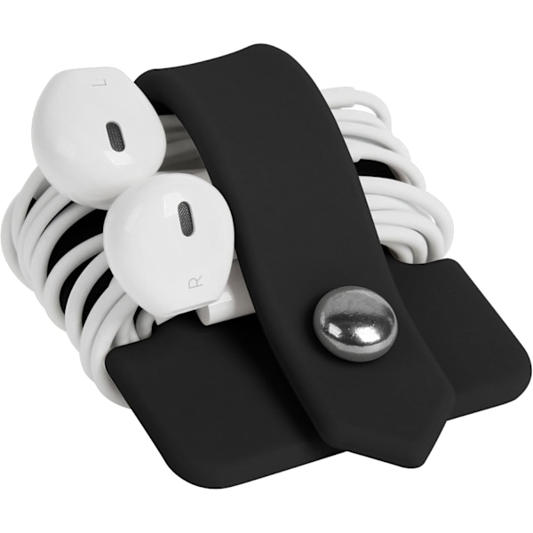 Høretelefon Etui Ledningsorganisator Ørepropholder Høretelefon Etui Vikler Headset Holder Ledningsholder Kabelorganisator Sort