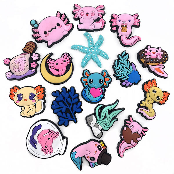 16 stk. Rosa Sko-pynt, Clog-pynt, PVC Sko-pynt, Cu