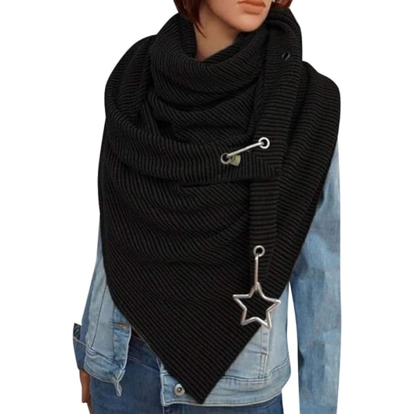 Triangulär scarf (svart) för damer höst och vinter varm halsduk Eleg