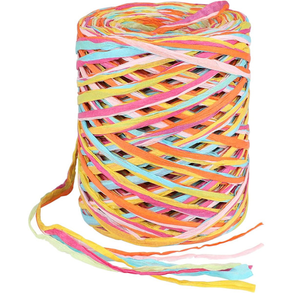 Raffiapapir, 6-lags fargerikt raffiapapirbånd, naturlig raffia