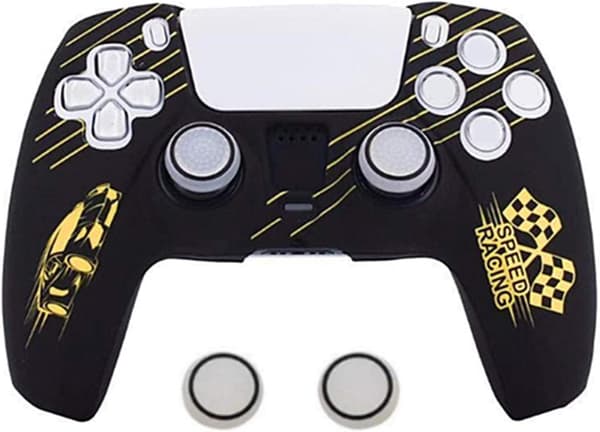 Gamepad Silikone Etui med 2 Dumbbell Hætter til PS5 Controller, Nej