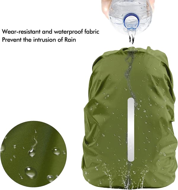 2-pack Vattentätt Ryggsäcksregnöverdrag, Svart + Militärgrön Ref