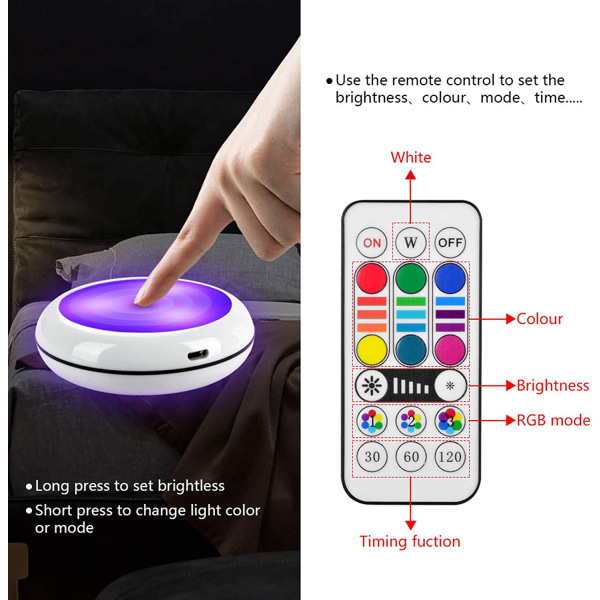 Trådlös LED-lampa under skåpet, USB laddningsbar, RGB-fjärrkontroll
