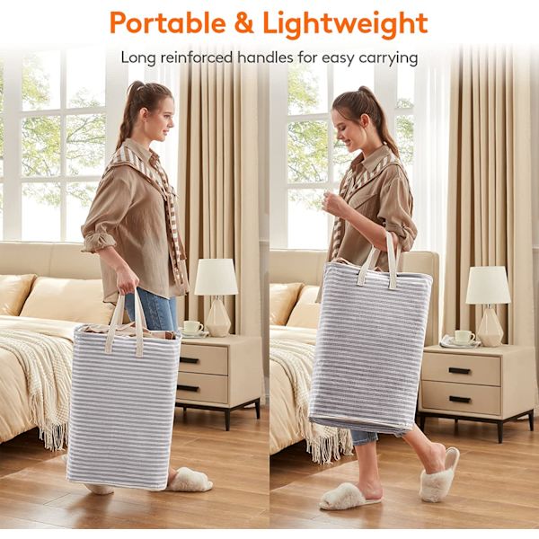 Grå Tøjkurv til Beskidt Tøj, 40x30x60cm 72L Foldbar Vandafvisende Fab