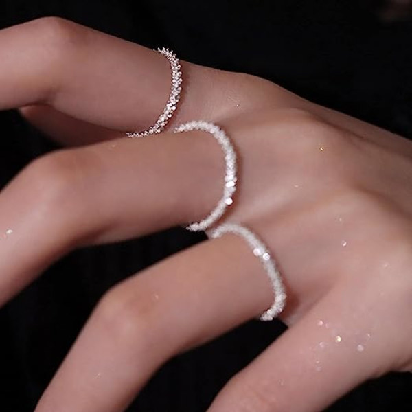 Set med 2 (Storlek 11+12) Glittrande Ringar - 925 Sterling Silver - Sim