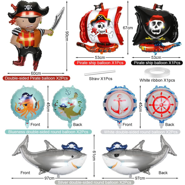 Pieces Pirate Balloons, Giant Skull Pirate Ship Balloons, Round O