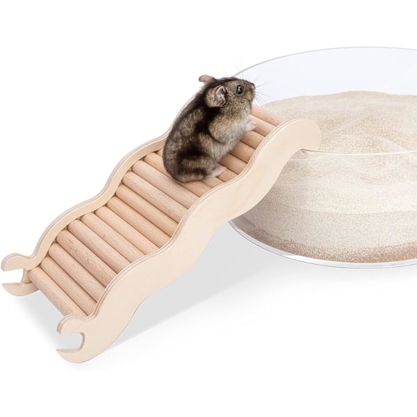 Hamster Klätterleksak Trästege Bro för Hamstrar Gerbiler Möss och Små Djur (Medium - 21 cm L)