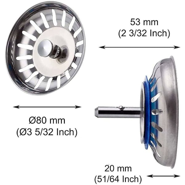2-pack 80x53mm Diskhonsskydd Köksdiskhonsskydd Rostfritt Stål