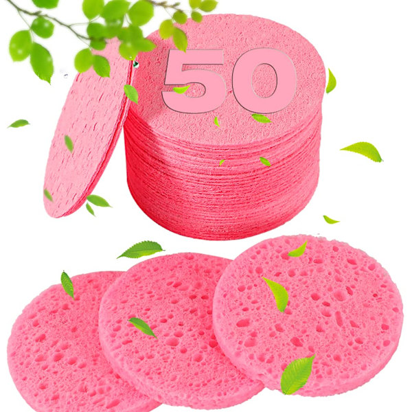 50 stk. Komprimerte Ansiktssvamper for Hudpleiere - Naturlig Cellulose Ansiktssvamp Profesjonell Kosmetisk Spa Svamp for Ansiktsrens, Massasje, Pore E