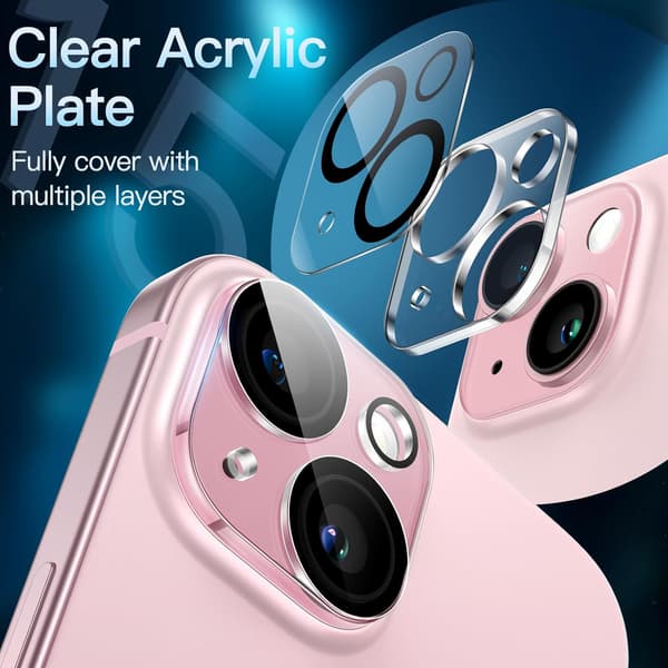 3-pack bakkameraobjektivskydd för iPhone 15 6,1\" och iPhone 15 Plus 6,7\"