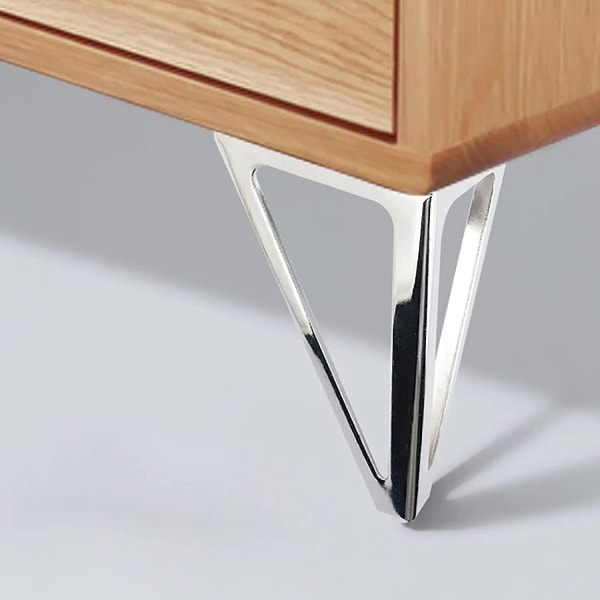 (Sølv) Pakke med 4 trekantede metallbordben 15cm Contemporary