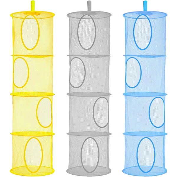 Tier Net Teddy Bear Angage, (Blå, Grå, Gul) 3-pack Vikbar Förvaring