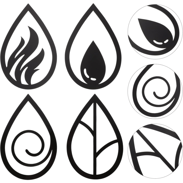 Fire Element Metal Wall Art: Jord Vann Luft Brann Symbol Skilt 4p