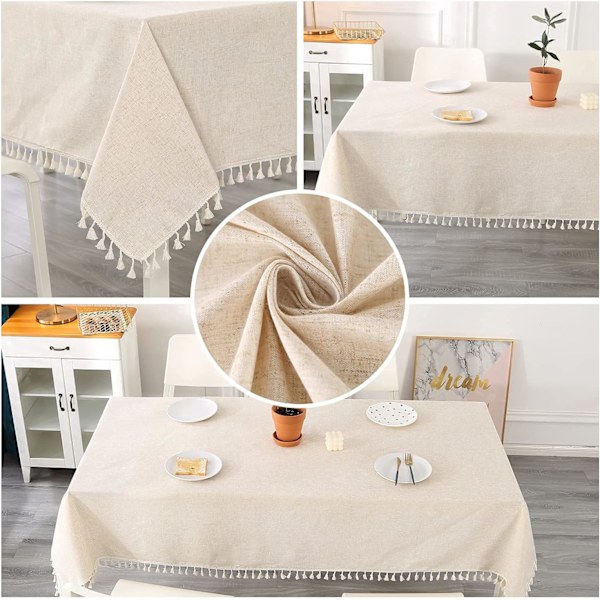 Beige Rektangulär Duk Fläcktålig Duk 140 x 180 cm B