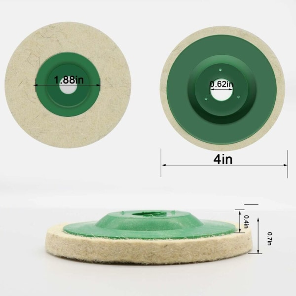 10 Pack 4 Inch Round Wool Felt Discs, for 100 Degree Angle Grinde