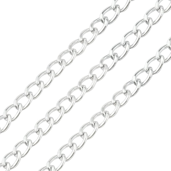 5m 10x7mm Silverpläterad Aluminium Vriden Länk Kedja med Spole för Smyckestillverkning