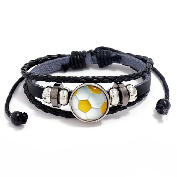 (Jaune) Armband de fotboll réglable en perles, design personal