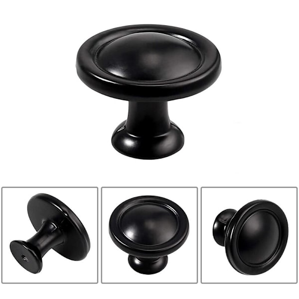 12 stk. Skap- og Skuffeknapper Svart 30mm Aluminium Legering Møbler