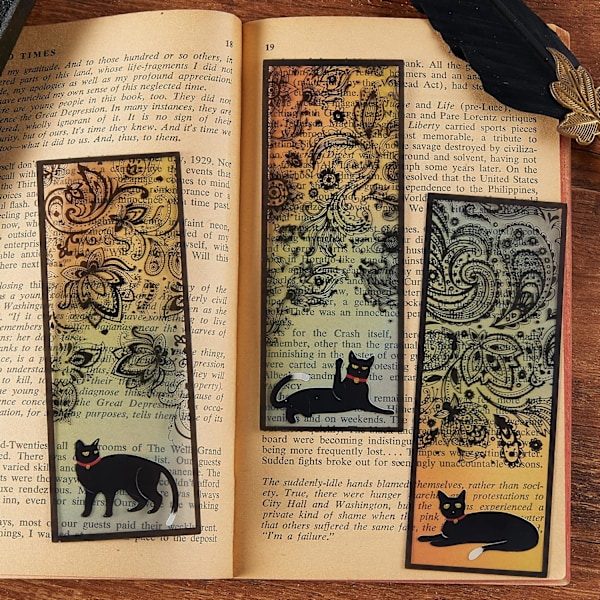 Cat Bookmarks - 6 Pieces Black Cat Book Markers for Book Lovers, Women, Men, Unique Book Mark for Boys, Girls, Students,