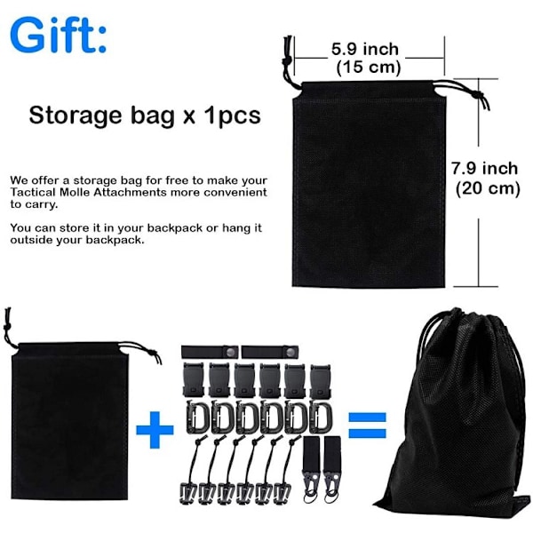 22-pack Ryggsäckstillbehörssats för utomhusarméfans, Multifunktionell
