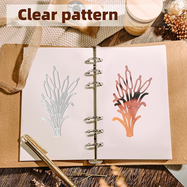 Rørgræs Metal Skærestencils til Kortfremstilling, Bladplante Ramme Stencils Stempler og Udskæringer til DIY Album Scrapbooking Bryllup Boligindretning Papirhåndværk