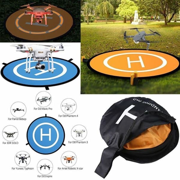 1 x Foldbar Vendbar Drone Landing Platform (55 cm, Blå/Orange)