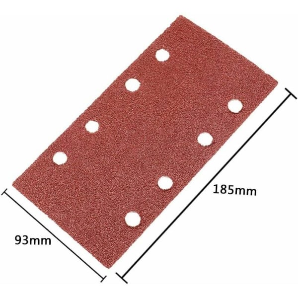 Slippapper för rektangulär slipmaskin 25-pack 185 x 93 mm 8-håls Delta