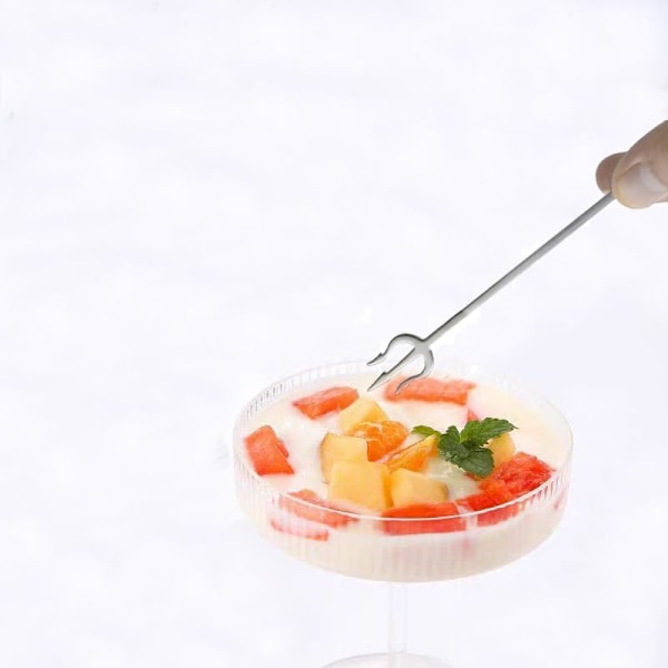 6 st Gafflar i Tridentform för Frukt, 13 cm Unik Cocktailgaffel 18/10(304) Rostfritt Stål Djävuls Förrättsgaffel för Dessert Inlagd Frukt Tårta Sallad Party
