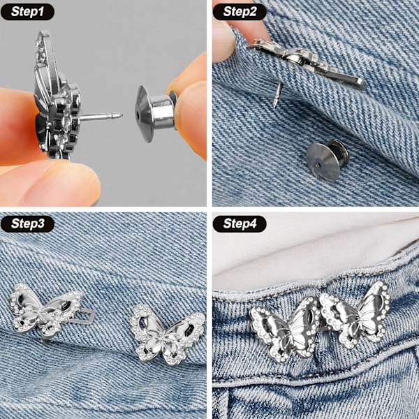4 Set Byxmidjejusterare, Jeansknappar för Lösa Jeans, Inga Sömmar och Inga Verktyg Jeansknappjusterare, Justerbara Knappar för Jeans Byxor Knapp Åtdragning