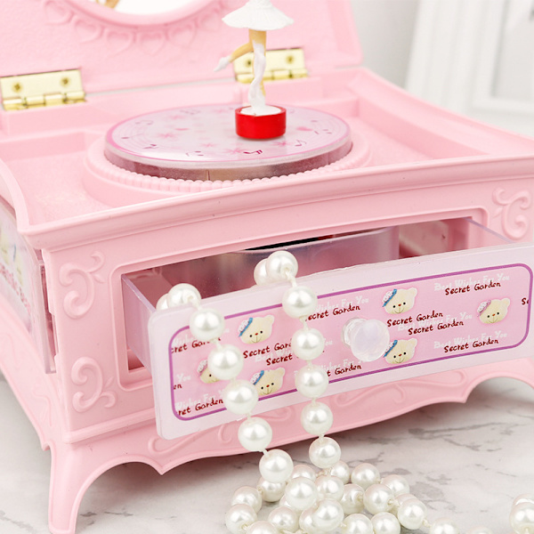Søt og koselig prinsesse rosa flip smykkeskrin, roterende og