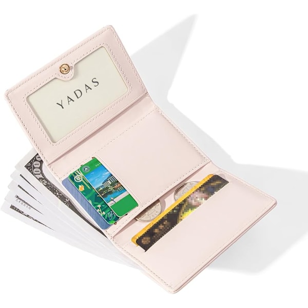 Söt plånbok  Rosett Liten plånbok Trefaldig estetisk Bifold RFID-blockerande korthållare Läder Mini Kort myntväska med I